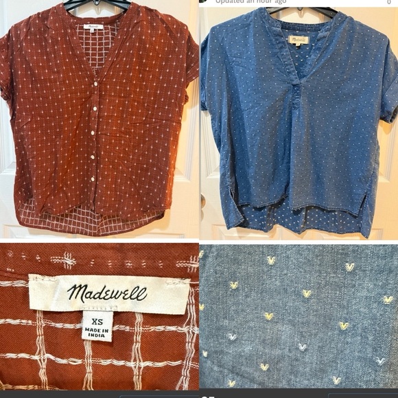 Madewell 2 Shirt Bundle Short Sleeve Button Down Shirt - Picture 1 of 5